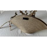 Double Knot Design Bailey Tress V Clutch El Çantası Makyaj Çantası Abiye Çanta Portföy Çanta Hediyelik - Parlak Sarı