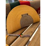 Double Knot Design Bella Yarım Ay D Clutch Portföy Çanta,abiye Çanta, Hediyelik - 70E-Sarı