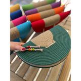 Double Knot Design Bella Yarım Ay D Clutch Portföy Çanta,abiye Çanta, Hediyelik - Haki Yeşil