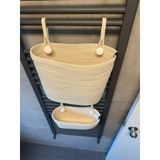 DOUBLE KNOT DESIGN Beyaz Asılabilir Sepet Seti 3 prç. | banyo, havlupan, bebek karyolası, mutfak depolama, banyo sepet, havluluk, asılabilr sepet