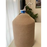 Double Knot Design Damacana Kılıfı Dekoratif Sepet - Organizer Hasır Jüt Tress Sebil Kılıfı - Krem
