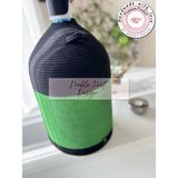 Double Knot Design Damacana Kılıfı Dekoratif Sepet - Organizer / Hediyelik Hasır Jüt Tress - Siyah - Yeşil