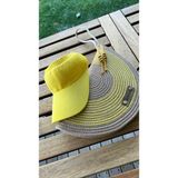 Double Knot Design Fosforo 2li Şapkalı Set Yarım Ay D Clutch Portföy Çanta,Abiye Çanta, Hediyelik - 41S-Sarı