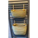 DOUBLE KNOT DESIGN Gold Işıltılı Antik Asılabilir Sepet Seti 3 prç | bebek karyolası, banyo, havlupan, mutfak depolama, banyo sepet, havluluk, asılabilr sepet