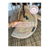 DOUBLE KNOT DESİGN Hasır Jüt Yarım Ay D Clutch Portföy Çanta,abiye Çanta, Hediyelik Anneler Günü