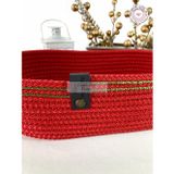 DOUBLE KNOT DESİGN Kırmızı Oval Ekmek Sepeti / Organizer / Tress Supla Amerikan Servis Tamamlayıcı Hediyelik