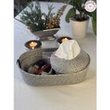 Double Knot Design Makyaj Organizeri Dekoratif Sepet Kozmetik Hediyelik Tress Halat Jüt Oda Aksesuarı
