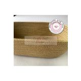 DOUBLE KNOT DESİGN Parlak Gold Sarı Oval Ekmek Sepeti / Organizer / Sepet Tress Jüt Supla Amerikan Servis Tamamlayıcı