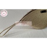 DOUBLE KNOT DESİGN Simli Altın Sarı Tress V Clutch El Çantası Makyaj Çantası Abiye Çanta Hediyelik Anneler Günü