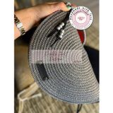 DOUBLE KNOT DESİGN Simli Parlak Gümüş Gri Yarım Ay D Clutch Portföy Makyaj Plaj Günlük Abiye El Çantası, Anneler Günü