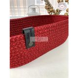 Double Knot Design Simli Parlak Kırmızı Oval Ekmek Sepeti Organizer Tress Supla Amerikan Servis Hediyelik Anneler Günü