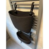 DOUBLE KNOT DESIGN Siyah Asılabilir Sepet Seti 3 prç. | banyo, havlupan, bebek karyolası, mutfak depolama, banyo sepet, havluluk, asılabilr sepet