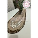 Double Knot Design Tress Runner, 110X32Cm, El Yapımı Salon /Sehpa Örtüsü, Runner, Mutfak Masa Örtüsü,