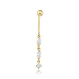 Double Markiz Altın Göbek Piercing