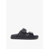Double Strap Raffıa Sandal Kadın Siyah Terlik - Fw0fw09122