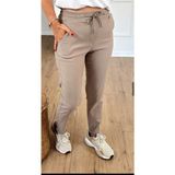 Double TT Kadın Full Likralı Beli Bağçıklı Süper Rahat Duble Paça Bilek Boy Üst Düzey Pantolon - Açık Kahve - M