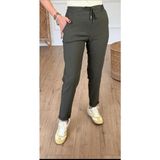 Double TT Kadın Full Likralı Beli Bağçıklı Süper Rahat Duble Paça Bilek Boy Üst Düzey Pantolon - Haki - M