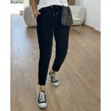 Double TT Kadın Full Likralı Beli Bağçıklı Süper Rahat Duble Paça Bilek Boy Üst Düzey Pantolon - Lacivert