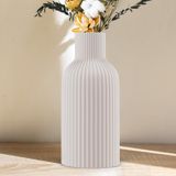 DOUMIYI Pampa Otu ve Taze Çiçekler için Beyaz Seramik Vazo, Minimalist Modern Ev Dekoru, Masa, Şömine, Raf, Mantel, Giriş Yolu ve Orta Parçalar için Mat Kaplama Vazo