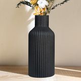 DOUMIYI Vazo, Seramik Çiçek Vazosu, Minimalist Modern Ev Dekoru, Masa, Şömine, Raf, Mantel, Giriş Yolu ve Orta Parçalar için Mat Kaplama Pampa Çim Vazosu (Siyah)
