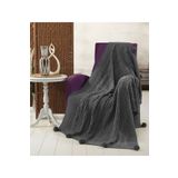 DOUX HOME Sevda Triko Örgülü Tv Battaniyesi 10 Ponponlu 130 X 170 (ANTRASİT)