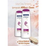 Dove 2x400 ml Uzun Saç Terapisi Şampuan ve Vücut Bakım At Kılı Fırçası
