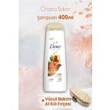 Dove 400 ml Ultra Care Onarıcı Bakım Argan Yağı Şampuan ve Vücut Bakım At Kılı Fırçası