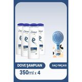 Dove 4x350 ml Yoğun Onarıcı Yıpranmış Saçlar İçin Şampuan ve Saç Fırçası