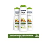 Dove Dökülmeye Karşı Saç Bakım Şampuanı Avokado Özü Ve Kalendula Özü 400 Ml 3 Adet