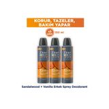 Dove Men +Care Advanced Erkek Deodorant 72 Saat Koruma Sandalwood Vanilla 150 ml X3