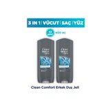 Dove Men +Care Duş Jeli Body, Face&hair Clean Comfort 400 ml X2