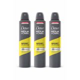 Dove Men+Care Sport Active Fresh Erkek Deodorant Sprey 250 ml – 48 Saat Ter Koku Koruması X 3 ADET