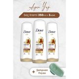 Dove Saç Kremi Onarıcı Bakım Argan Yağı 350 ml x 3 Adet ve Şampuan Fırçası