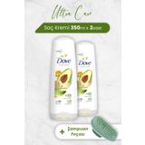 Dove Ultra Care Saç Kremi Avokado Özü 350 ml x 2 Adet ve Şampuan Fırçası