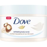 Dove Vücut Peelingi - Macadamia Fındığı ve Pirinç Sütü ile Özellikle Arındırıcı, Nemlendirici ve Besleyici Etki, 225 ml, Unisex