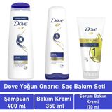 Dove Yoğun Onarıcı Saç Bakım Seti (Şampuan 400 Ml+Saç Bakım Kremi 350 Ml + 1 Minute Serum Bakım Kremi 170 Ml)
