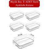 Dovi Home 5'li Set Şeffaf Plastik Erkek Ayakkabı Kutusu 10 Parça İç İçe Geçme Özelliği ile Pratik Kullanım