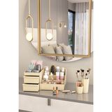 Dovi Home Makyaj Düzenleyici ve Kozmetik Saklama Kutusu Organizer 2'li Set - Krem