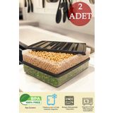 DOVİHOME 2 Adet 2500 ML Buzdolabı Dondurucu Erzak saklama kabı Mutfak Organizer Ve Saklama Kabı