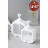 DOVİHOME 2 Adet 500 ml Tezgah Üstü Banyo Dekoratif Sıvı Sabunluk Banyo | Mutfak Deterjanlık Beyaz