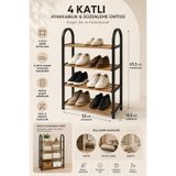 DOVİHOME 4 Katlı Doğal Ahşap Ayakkabılık ve Düzenleyici – Kompakt Çok Amaçlı Raf – Antre, Banyo ve Oda İçin