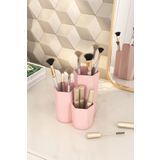 DOVİHOME Makyaj Düzenleyici Ve Kozmetik Saklama Kutusu Organizer 2'li Set Pudra Pembe