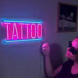 Dövme Neon Metal Burcu - Özel Neon Tabela, Dövme Dükkanı Neon Tabelası, Led Giriş Yolu İşareti, (Uzaktan Kumanda Olmadan)