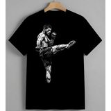 Dovuscu Cizim Muay Thai Siyah Syh Unisex Erkek Kadın Oversize Tişört Siyah