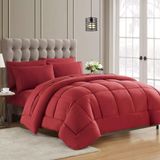 Down Alternative Comforter All Season Sıcak Lüks Pelüş Loft Mikrofiber Dolgulu Yorgan İç Yatak Takımı, Kraliçe, Şarap Rengi