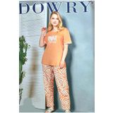 Dowry Büyük Beden Kısa Kol Kadın Pijama Takımı Somon 3XL
