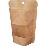 Doypack Pencereli Kraft Delikli Kilitli Kese Kağıdı - Orta Boy - 13X22X7 Cm. - 250 Gr. -20 Adetlik 1 Paket