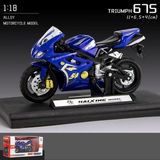 Doytona Triumph 675 Model Motosiklet Özel Standlı Detaylı Dekorasyon Oyuncak Motorsiklet 1:18 Mavi