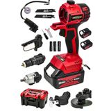 Dozzer 999VF 25AH Muhteşem 6lı Set Şarjlı Matkap Testere Tilki Kuyruğu Taşlama Somun Sökme Havalı Pompa