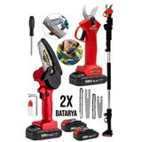 Dozzer Alman 2'li Set 999VF 30AH 3 Metre Teleskopik Akülü Dal Kesme Makası ve Budama Bıçkı Testere Makinesi